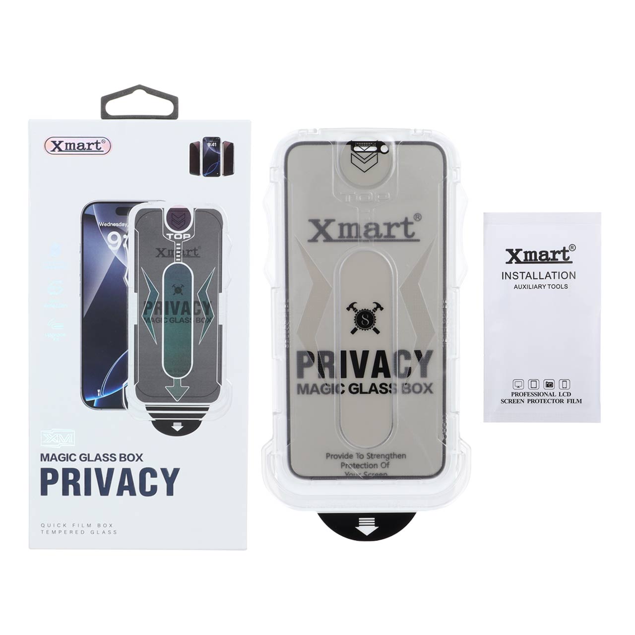 محافظ صفحه نمایش شیشه ای اورجینال XMART Privacy - Magic Glass Box مدل Apple iPhone 11 Pro / iPhone XS / iPhone X (پک دار)